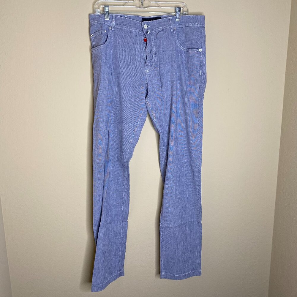 kiton slim fit linen pants